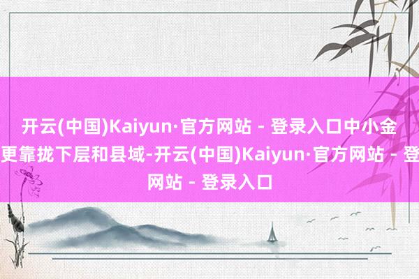 开云(中国)Kaiyun·官方网站 - 登录入口中小金融机构