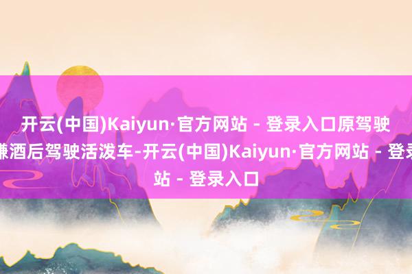 开云(中国)Kaiyun·官方网站 - 登录入口原驾驶员涉嫌